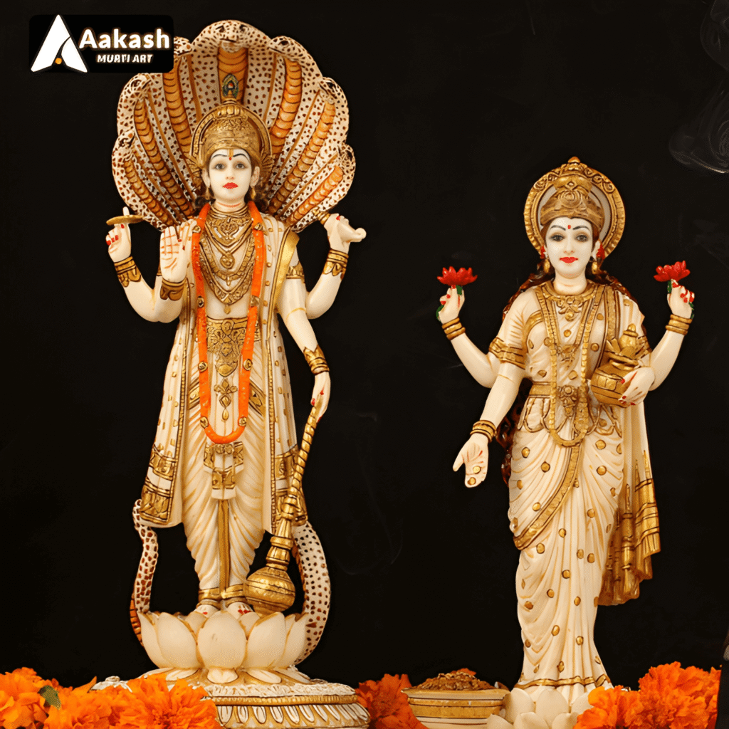 Vishnu Lakshmi Marble Statue